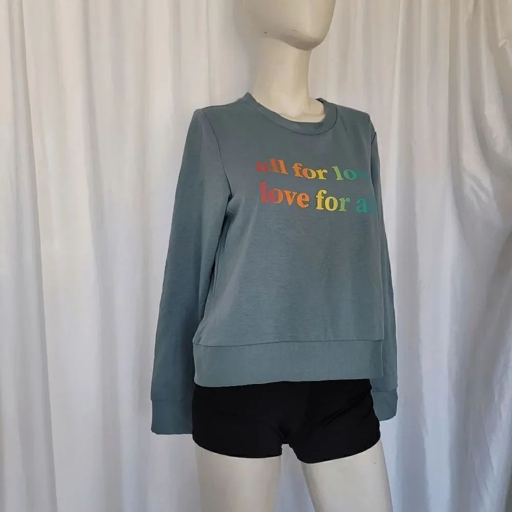 embrace life womens graygreen sweatshirt all for love love for all size M